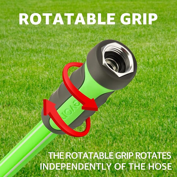 Fevone 35 ft Kink Free Garden Hose with Swivel Handle, All Weather Flexible, Heavy-Duty & Durable, Leak-Free Connection