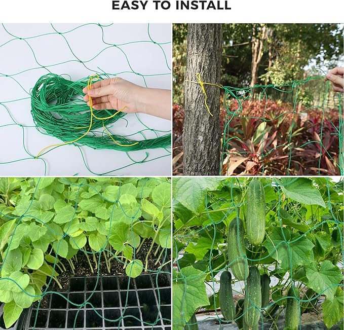 Kikhope Trellis Netting for Climbing Plants, 2 Packs 5.9ft x 16.4ft Heavy Duty Garden Trellis Netting for Cucumber, Vine, Tomato, Plants Trellis Net for Climbing Vine Plants Fruits & Vegetables