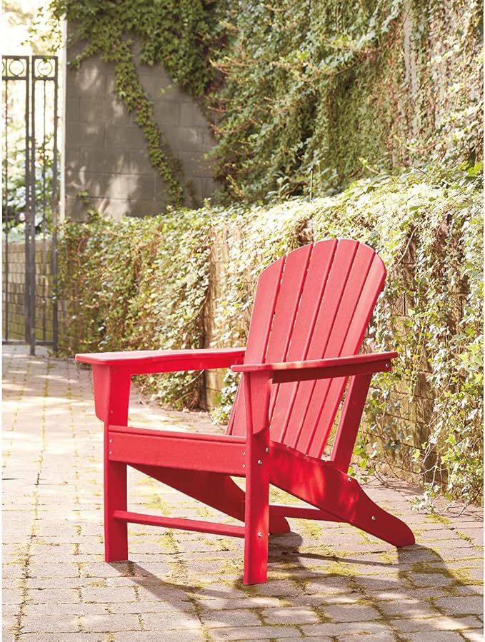 Signature Design by Ashley Sundown Treasure Outdoor Patio HDPE Weather Resistant Adirondack Chair, Red