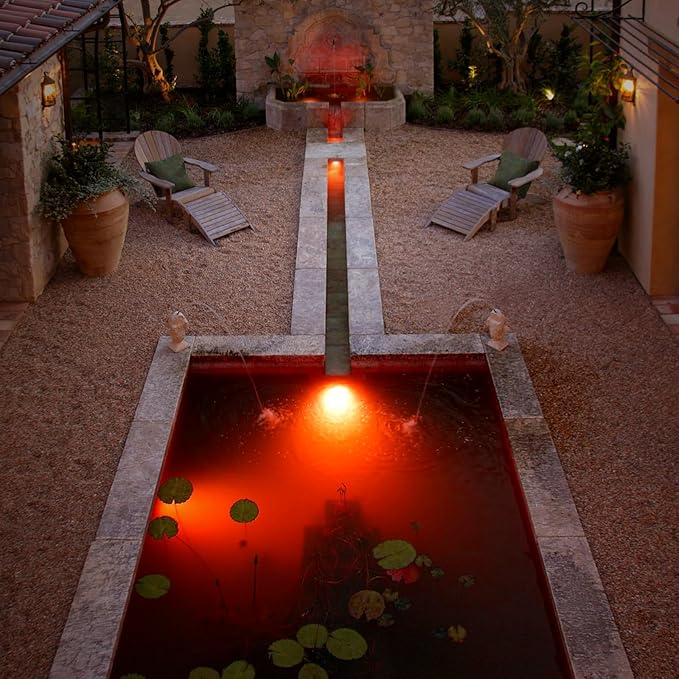 9W LED Underwater Pond Lights Red Lighting, Works with 12V AC/DC, Stainless Steel Light Fixture with IP68 Waterproof Rating Suitable for Ponds, Waterfalls, Patio & Garden, Outdoor Landscape Lighting