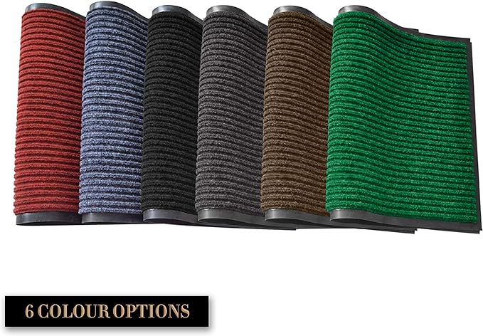 LuxUrux 2-Pack Striped Blue Door Mat - Heavy Duty, Waterproof, Low-Profile (17''x30'') - Indoor/Outdoor Mats for Entry, Patio, Garage - Easy to Clean, Ideal for High Traffic Areas.