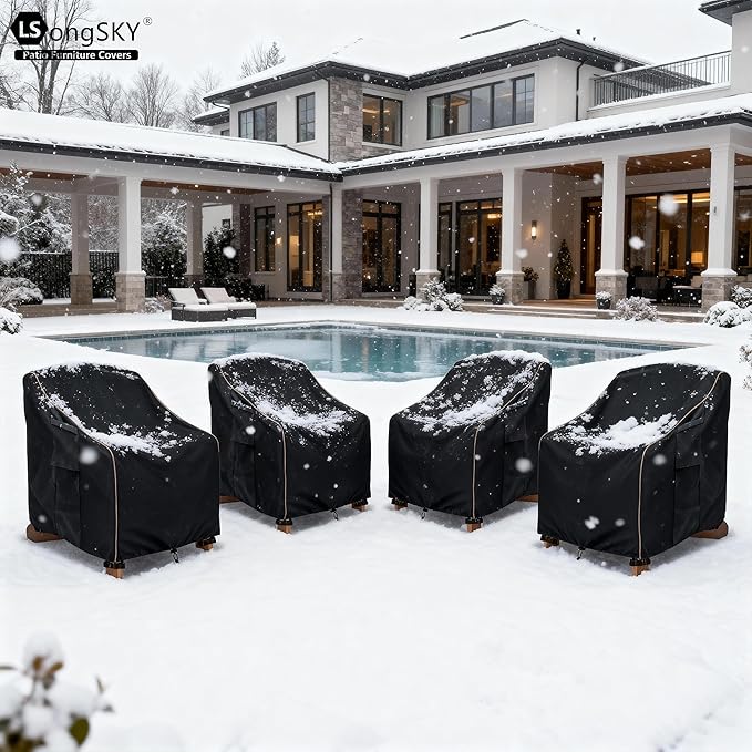 Patio Adirondack Chair Cover 2 Pack,Waterproof Heavy Duty Outdoor Chair Covers,Patio Adirondack Chair Cover for Outdoor Chair,(30W x 34 D x 36 H inches),Black