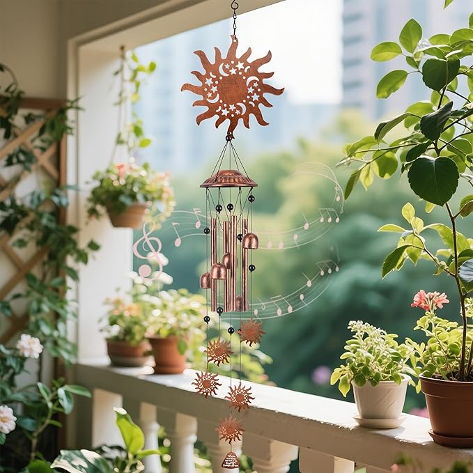 Sun Wind Chimes for Outdoor,Cat Gifts for Women/Men/Sympathy Gift/Memorial/Festival Birthday Gifts Metal windchimes Outside/Indoors,Patio,Garden,Yard Decor,Home,Porch Decoration