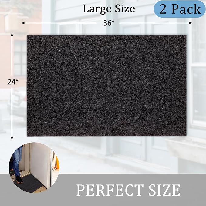 AAZZKANG Large Front Door Mat Outdoor 2 Pack with Non Slip Backing Multipurpose Utility Mats 36"x24" Blank Doormat Ultra Absorb Mud Easy to Clean Welcome Mat for Indoor,Entrance