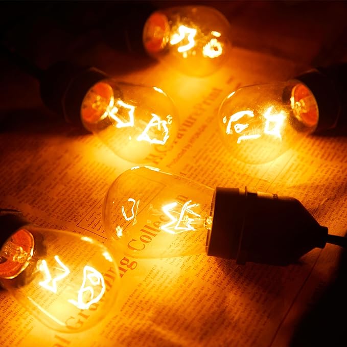 30 Pack S14 Clear Bulbs 11 Watt Warm Replacement Incandescent Glass Light Bulbs with E26 Medium Base for Indoor and Outdoor Commercial Grade Outdoor Patio Vintage String Lights