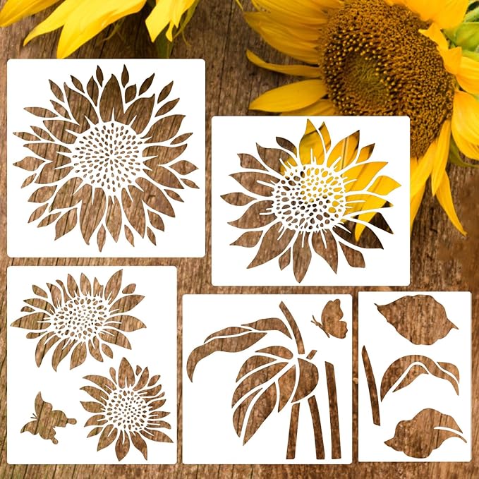 Large Flower Stencils for Wood Fence Sunflower Stencil for Painting on Walls Furniture Fabrics DIY Decor