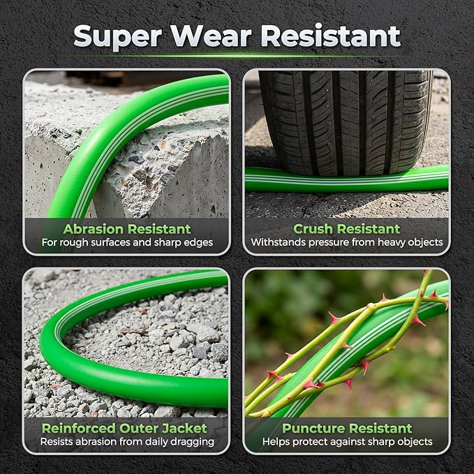 Garden Hose 50 FT, Flexible Rubber Hybrid Water Hose 5/8 Inch, Food-Grade Inner Layer, Kink-Resistant, Lightweight Outdoor Hose for Garden & Lawn