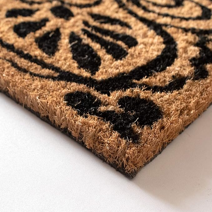 LuxUrux Welcome Mats Outdoor Coco Coir Doormat, with Heavy-Duty PVC Backing - Natural - Perfect Color/Sizing for Outdoor/Indoor uses. (17 x 30, Marzipan)