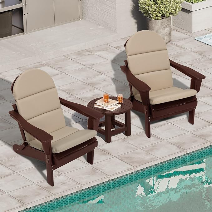 Crestlive 50x19.6 Inch Adirondack Chair Cushion Set of 2, Waterproof, Fade Resistant, High Back Outdoor Rocking Chair Cushion for Patio, Beige
