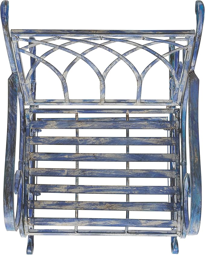 SAFAVIEH Outdoor Collection Medrano Victorian Mossy Blue Wrought Iron Rocking Chair