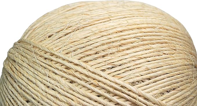 Premium Brazilian Sisal Twine, Natural Fiber 100% Sisal, Heavy-Duty, Ultra Durable, Ideal for DIY Projects, Home Decor, Gardening, Crafting, Gifting, Wrapping (984 ft / 300 m Ball)