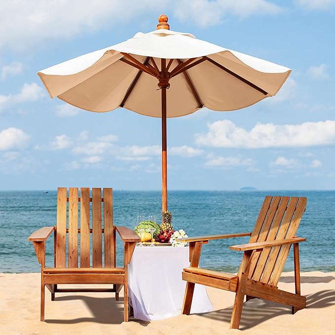 JONATHAN Y PAT1001A Irving Outdoor Patio Modern Acacia Wood Adirondack Chair for Garden, Lawn, Backyard, Pool, Deck, Beach, Firepit, Light Brown