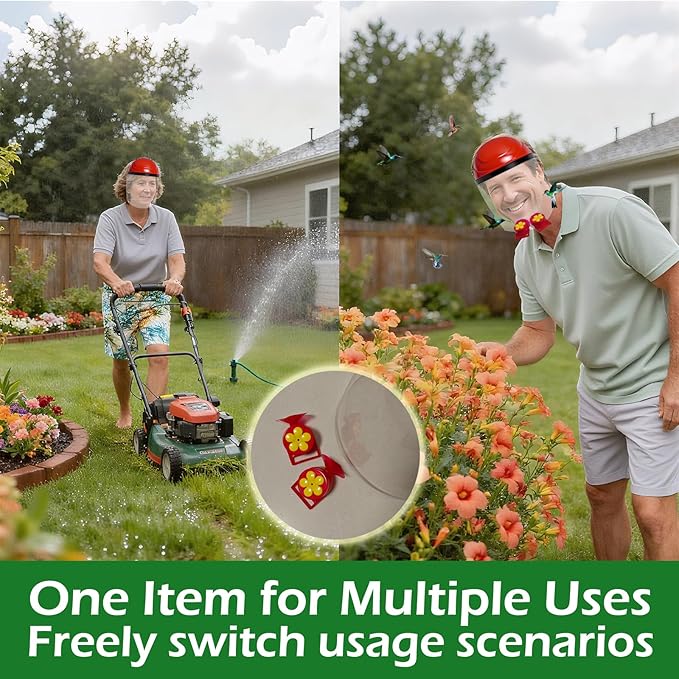 Hummingbird Feeder Helmet | Easy-Install Hummingbird Feeder Hat | 2 Feeding Ports, Round Nectar Box, Leak-Proof & Quick to Refill, 2PCS