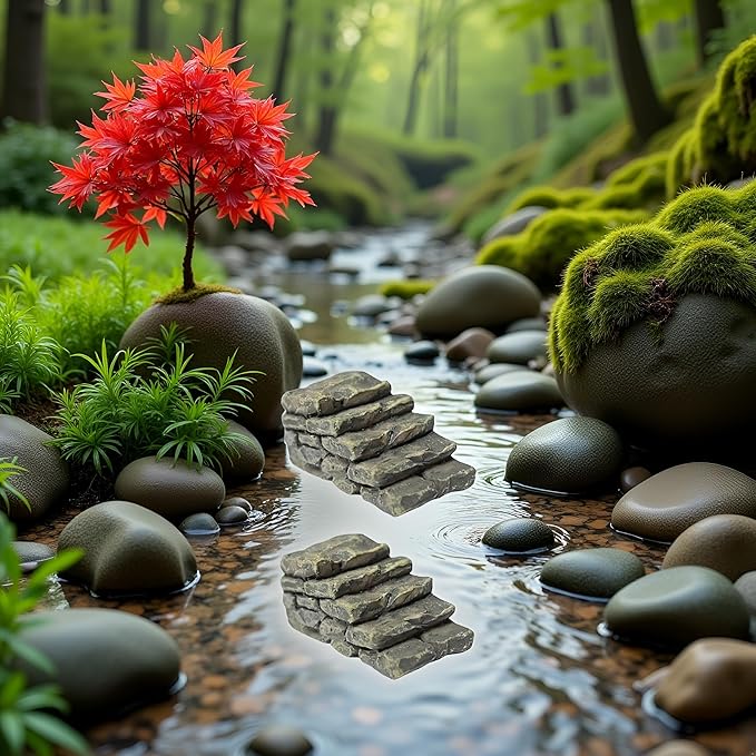 Mini Resin Bridge Stair Stone Straight Bridge Stairs Stone Steps Garden Fairy Ornament Flower Pot Plant Micro Landscaping Decor Bonsai Craft Straight Stairs Outdoor Statues Outdoor Decor