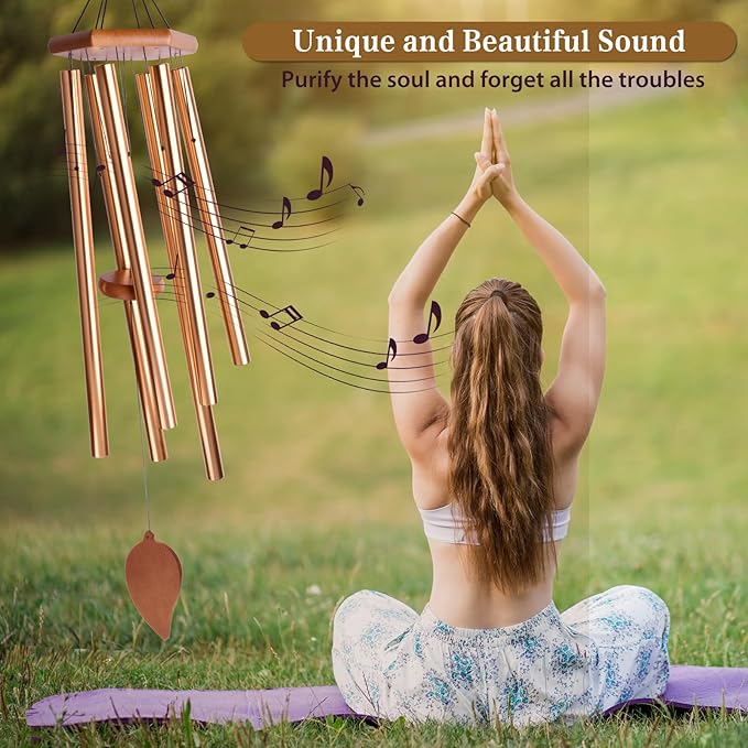 Sympathy Wind Chimes for Outside Deep Tone, Memorial Loss of a Loved, Large Wind Chimes with 6 Thicken Tubes & Hook, Outdoor Gifts Mother, Garden Decor (45IN Gold)