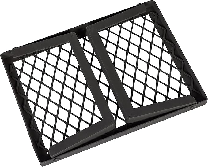 Amazon Basics Heavy-Duty Portable Camping Grill Grate for Outdoor Open Flame Cooking, Foldable, Sturdy, 15.9" x 12.2", Black