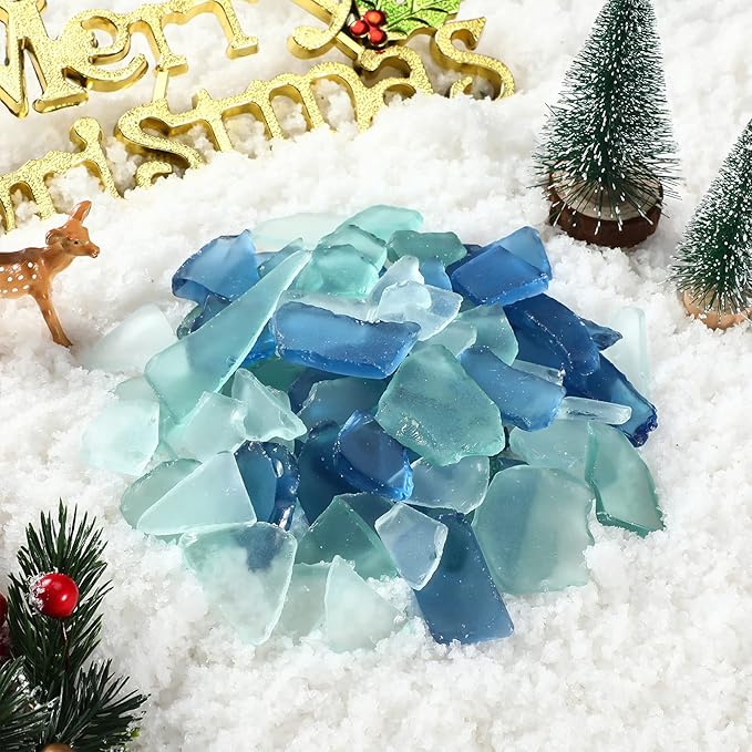 Jetec 11 oz Sea Glass for Crafts Pieces Seaglass Decor Flat Frosted Sea Glass Ornaments Vase Filler Crushed for Beach Wedding Party Decor Home Aquarium DIY Craft Supplies(Blue, White, Green)