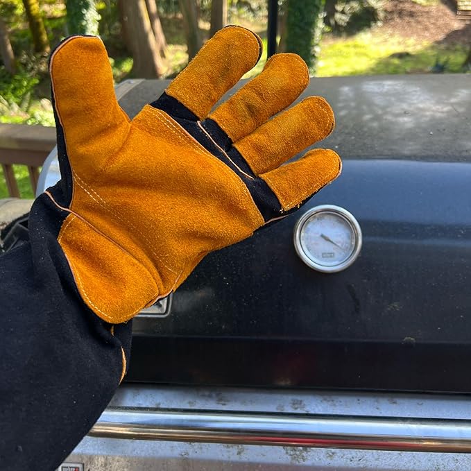 Welding Gloves for Men and Women - 16" Leather 932°F Heat and Fire Resistant Forge MIG TIG Stick Welder Gloves - Also Used for Oven, Grill, BBQ, Furnace, Stove, Fireplace, Animal Handling - Yellow