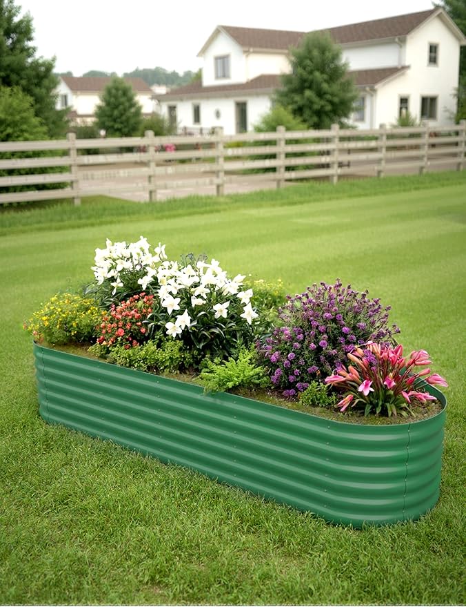 GarveeLife 2 Pcs Raised Garden Beds Outdoor 8x2x1.5 ft - Galvanized Steel Planter Box for Vegetables, Flowers, Rust-Resistant Garden Box, Easy Assembly Raised Beds, Durable Planters for Outdoor Plants