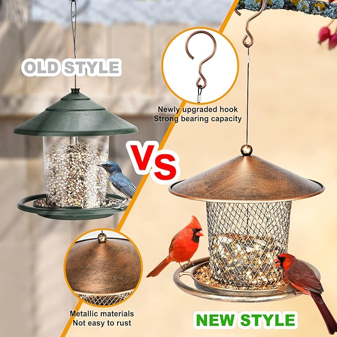 Bird Feeders for Outdoors, Heavy Duty Metal Wild Finch Feeder for Sparrow, 2lbs Capacity Cute Lantern Bird Feeder for Garden Yard Outside Hanging