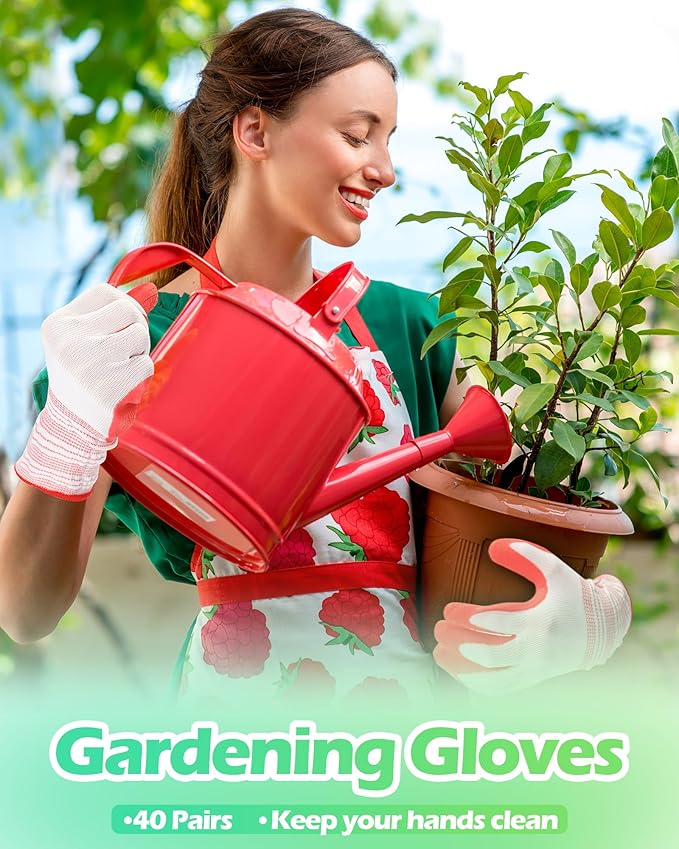 Irenare 40 Pairs Gardening Gloves Bulk for Women Ladies Breathable Rubber Coated Garden Glove for Yard Outdoor Work with Grip