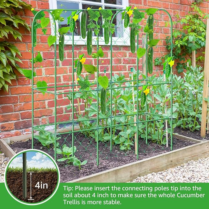 65"×48" Upgrade Heightened Cucumber Trellis for Raised Bed, U-Shape Garden Trellis for Climbing Plants Outdoor, Metal Arch Trellis for Fruit Vegetable Flower