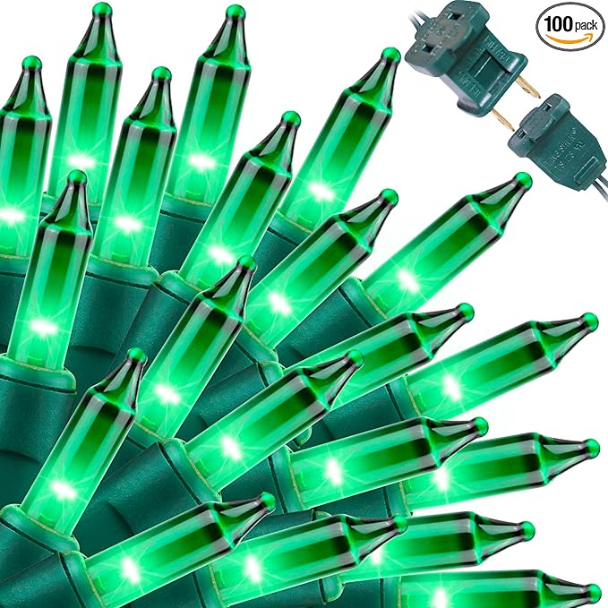 LAMPHOME St. Patrick's Day Mini String Lights,Green Christmas Lights 150Lights 31.9ft UL Certified Mini String Lights Set for Outdoor Christmas Tree Garden Party Patio Garland Decor
