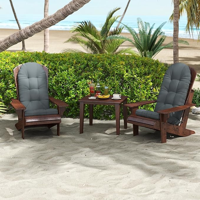 Outdoor Adirondack Chair Cushions Set of 2, 50x21x4 Inch Rocking Chair Cushion, High Back Patio Soft Seat Pad with Ties, Indoor Outside Use, Fade-Resistant & Waterproof, Dark Gray