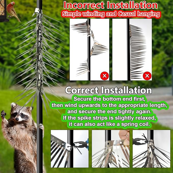 Bird Spikes, Outdoor Squirrel Spikes, Squirrel Baffles for Bird Feeder Poles, Avoid Climbing Garden Fences and Fruit Trees. (120 inches)