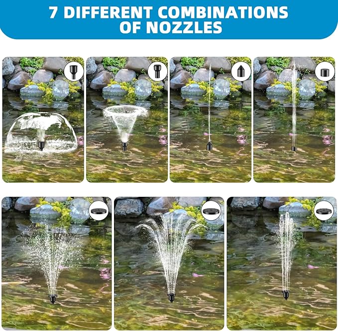POPOSOAP Solar Water Pump 12W, Solar Water Fountain Pump Kit, 160GPH Submersible Solar Fountain Pump Flow Adjustable with PVC Tubing, 16.4Ft Cord for Ponds, Garden, Fish Pond, Waterfall, Hydroponics