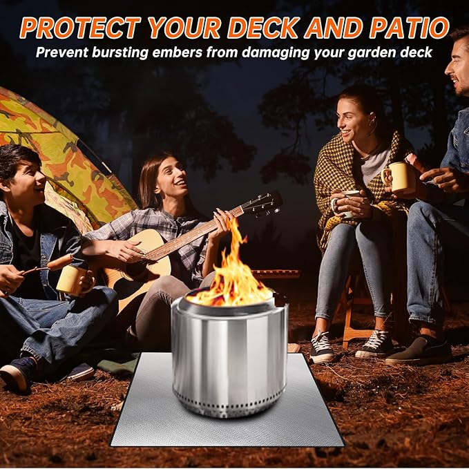 DocSafe 40 x 40 inches Square Fire Pit Mat,4-Layer Fireproof Under Grill Mat Heat Insulated Indoor Fireplace Pad Protector for Deck,Patios,Grass,BBQ Smoker, Portable Reusable Oil-Proof and Waterproof