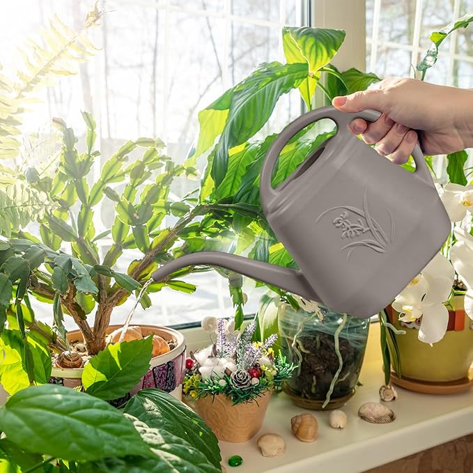 Hand Watering Can - for Home Plant Garden - 1 Gallon - Coffee Color