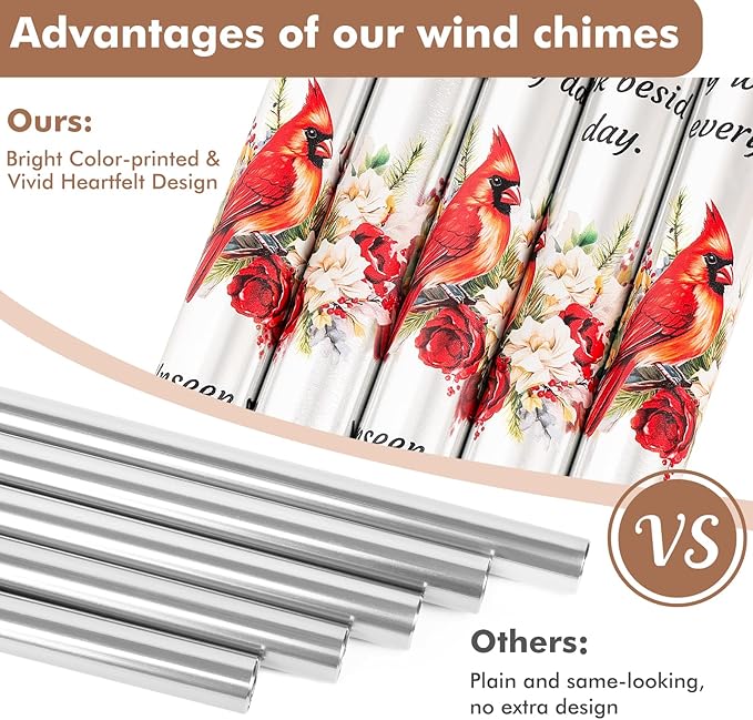 Memorial Wind Chimes Sympathy Gift - Cardinal Windchimes in Loving Memory of Mom Mother Grandmother, Bereavement Gifts for Loss of Loved One, Condolences Grief Remembrance Funeral Grieving