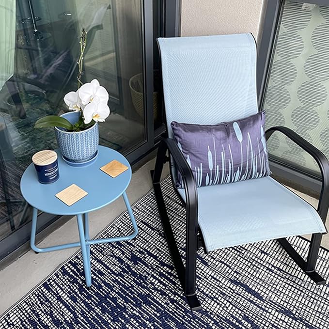 Grand patio Outdoor Mesh Sling Rocking Chair Rocker Seating Outside for Front Porch Garden Patio Backyard Blue