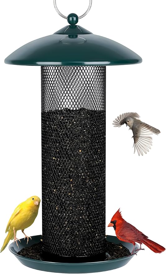 Gtongoko Finch Bird Feeders for Outdoors 2.5 LB Capacity Squirrel Proof Metal Tube Bird Feeders Thistle & Nyjer Seed Hanging Feeder, Green