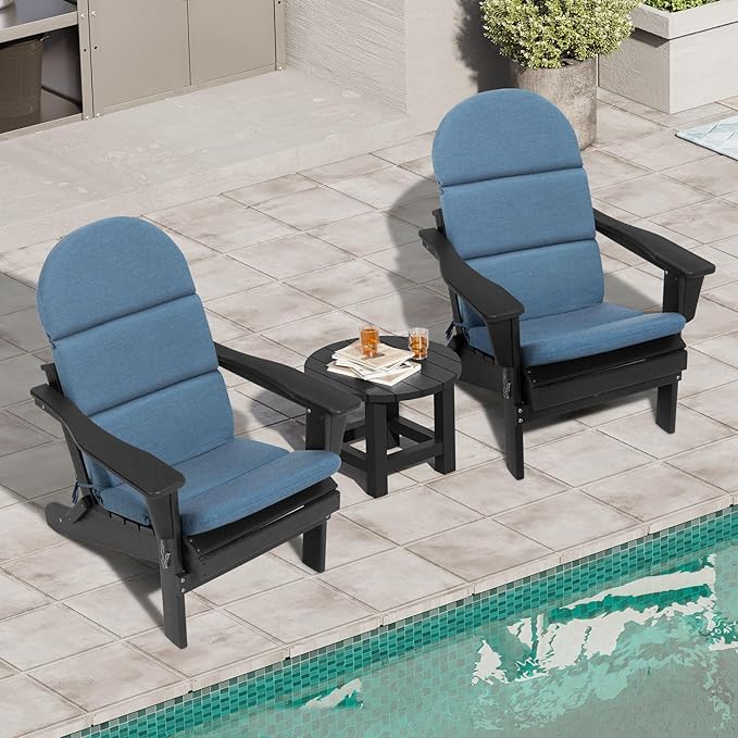 Crestlive Sunbrella Adirondack Chair Cushion Set of 2, 50 x 19.6 inch, Water Repellent, Fade Resistant, High Back Outdoor Chair Cushion for Patio, Denim Blue