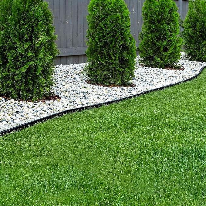 Garden Edging, 82FT Plastic Landscape Edging with 125 Pcs Metal Spikes, 3 Inch Tall Flexible Tool-Free Lawn Edging for Flower Bed, Yard, Paving, Pathway