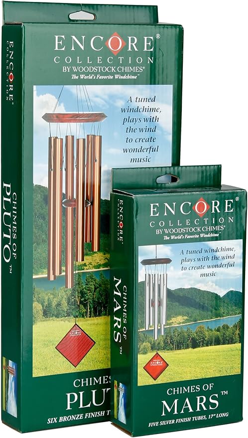 Woodstock Chimes Pluto Wind Chime for Outside 27" Silver Small, Light Airy Sound for Outdoor Garden, Patio, Porch Decor, Encore Collection DCS27