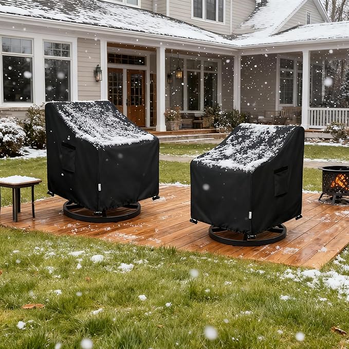 Patio Chair Covers Waterproof Patio Furniture Covers,33W x 37D x 38 H Inches Outdoor Swivel Chair Cover 2 Pack -Black