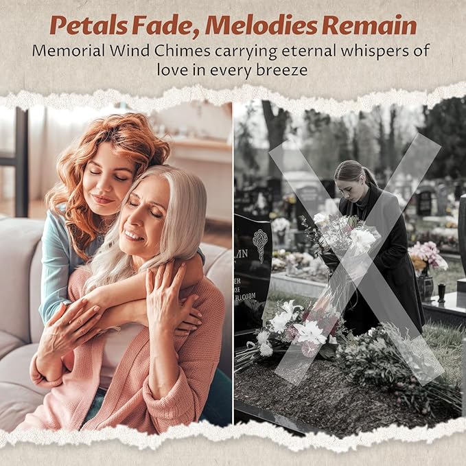 Memorial Wind Chimes for Outside - Deep Tone Sympathy Gifts for Loss of Loved One, Soothing Melodies Windchimes Outdoors Decor for Garden, Patio, Memorial Giftes for Mom, Grandma, Friends