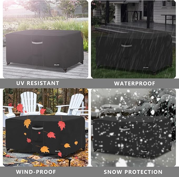 Patio Coffee Table Cover, 600D Waterproof Heavy Duty Rectangular Outdoor Table Cover,Patio Furniture Covers,48 x 28 x 16 inch,Black