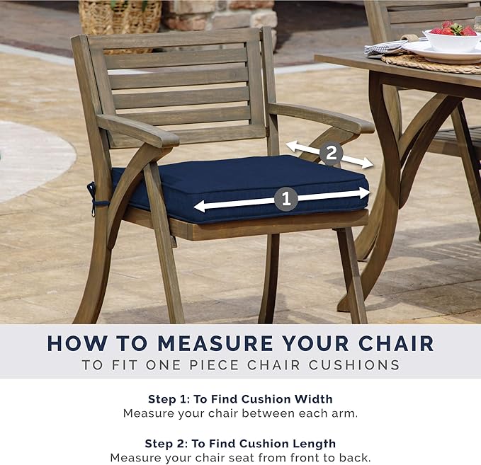 Arden Indoor/Outdoor Seat Or Rocking Chair Cushion, 19 x 18, Water Repellent, Rain Proof, Fade Resistant Cushion for Rocking Or Dining Chairs Onyx Cebu