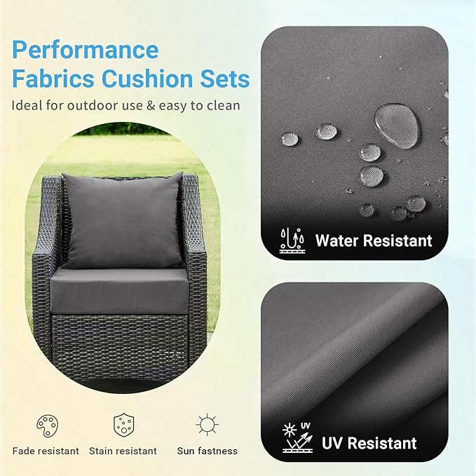 Outdoor Cushions for Patio Furniture,Outdoor Seat Cushion Set 24 x 24 x 5.75 Inch,Waterproof & Fade Resistant Outdoor Chair Cushions,Deep Patio Chair Cushion with Removable Cover,Dark Grey