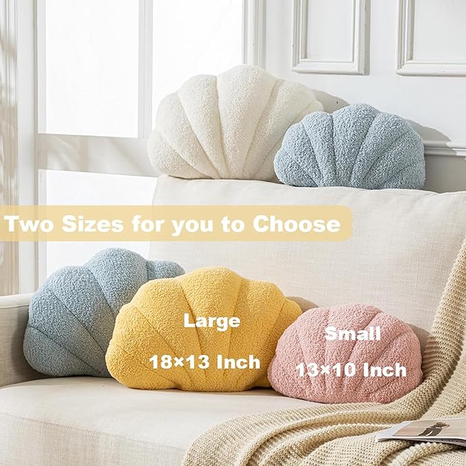 Seashell Throw Pillows Shell Shaped Pillow Light Pink Sea Shell Pillows for Bed Seashell Decorative Pillow Soft Plush Pillow Sea Couch Decoration(18 X 13 inch)