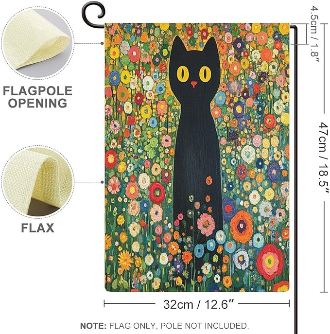 Small Garden Flag Cute Black Cat Spring Summer Garden Flags 12x18 Double Sided for Outside Black Cat Flag Home Decorative Holiday Farmhouse Seasonal for Yard