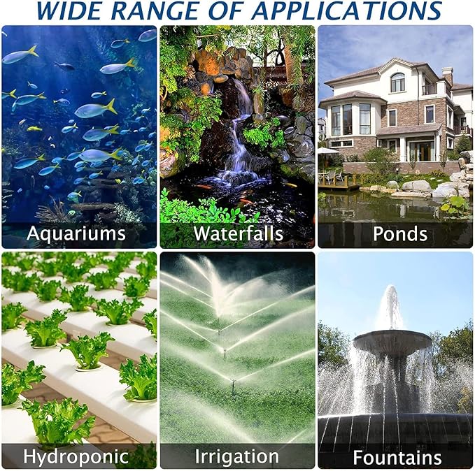 WaterRebirth HSP1000N Turtle Shell Submersible Pump with Fountain Jets - for Turtle Tanks, Ponds, Aquariums - 264GPH High Flow