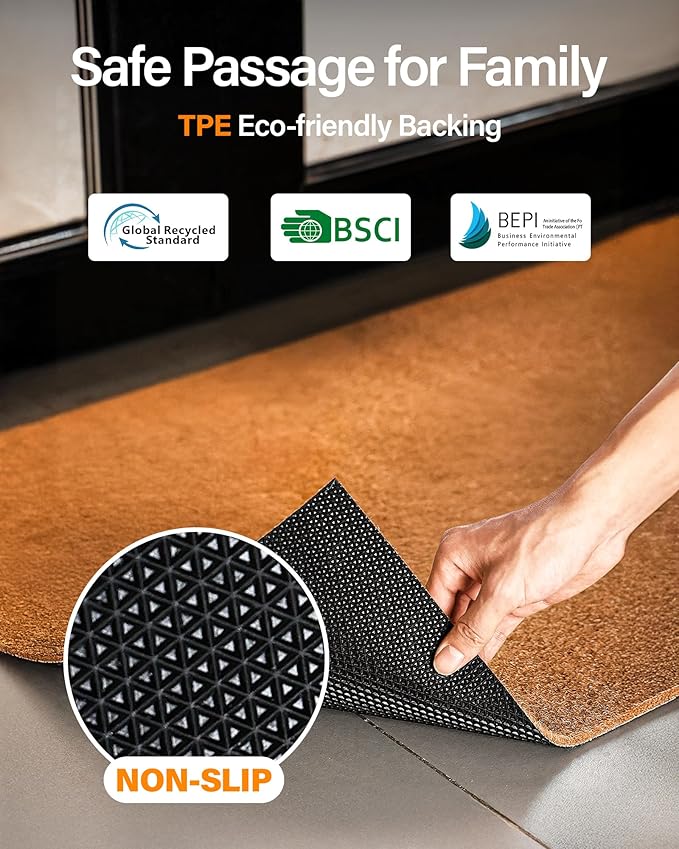 Door Mat Welcome Outdoor Mats: Artificial Coir Doormat for Indoor Outdoor Outside Home Entrance - Front Door Mat Non-Slip Backing Washable Fall Mats for Porch Entryway Floor Decor (Blank, 17"x 30")