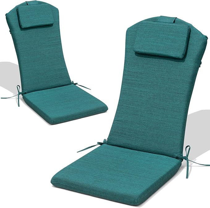 Crestlive 50x20 Inch Adirondack Chair Cushion with Headrest, Water Repellent, Fade Resistant, High Back Outdoor Rocking Chair Cushion for Patio, Malachite