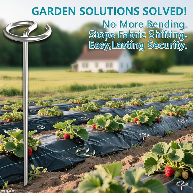 50 pcs Landscape Fabric Stake, 6-inch Galvanized Round Head Landscape Nail Steel Anti Bending Weed Barrier Stake, Used for Plant Cover, Lawn, Fence, and Ground Garden Stake