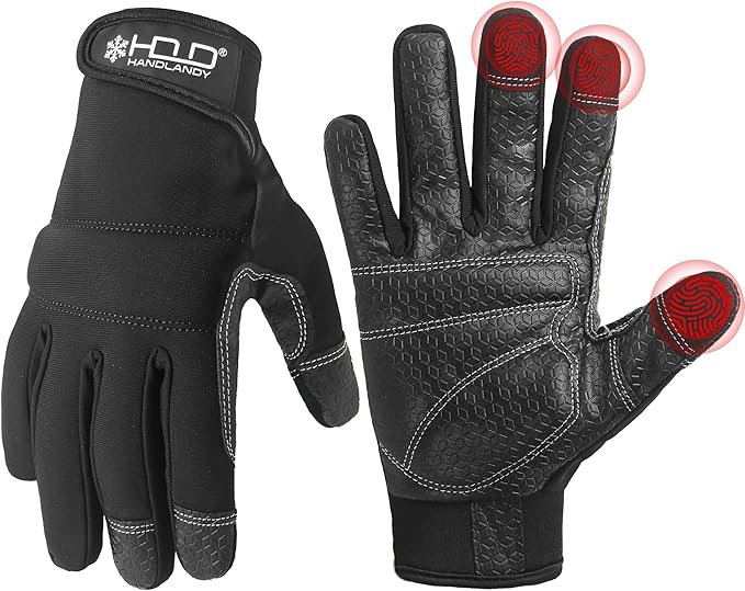 HANDLANDY Work Gloves for Men & Women, Utility Mechanic Working Gloves Touch Screen, Flexible Yard Work Gloves